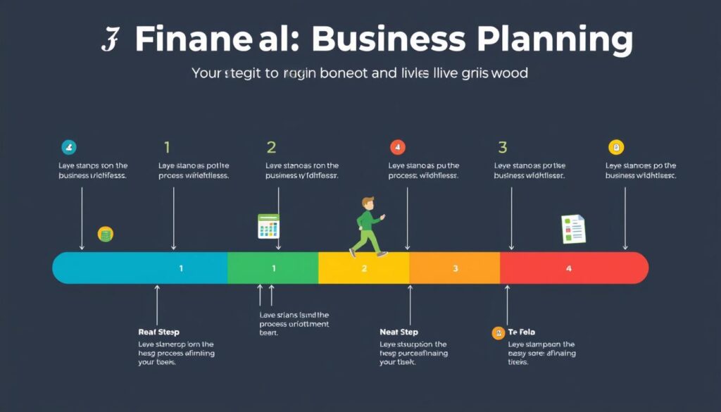 Step-by-step financial planning process with numbered steps and progress indicators