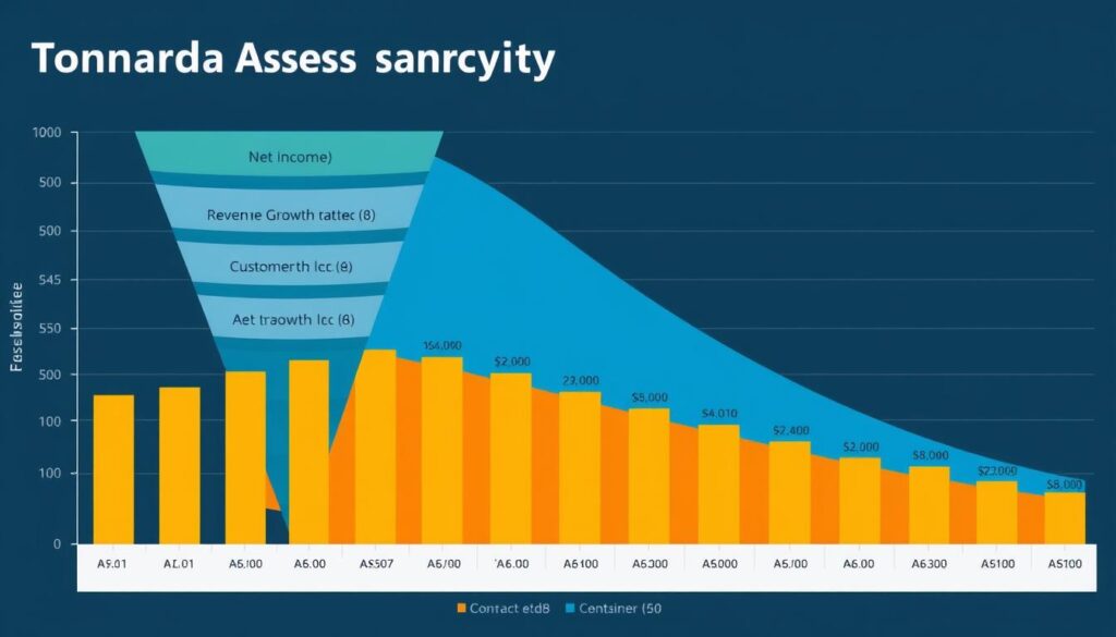 Tornado chart showing sensitivity analysis of key variables in a financial model