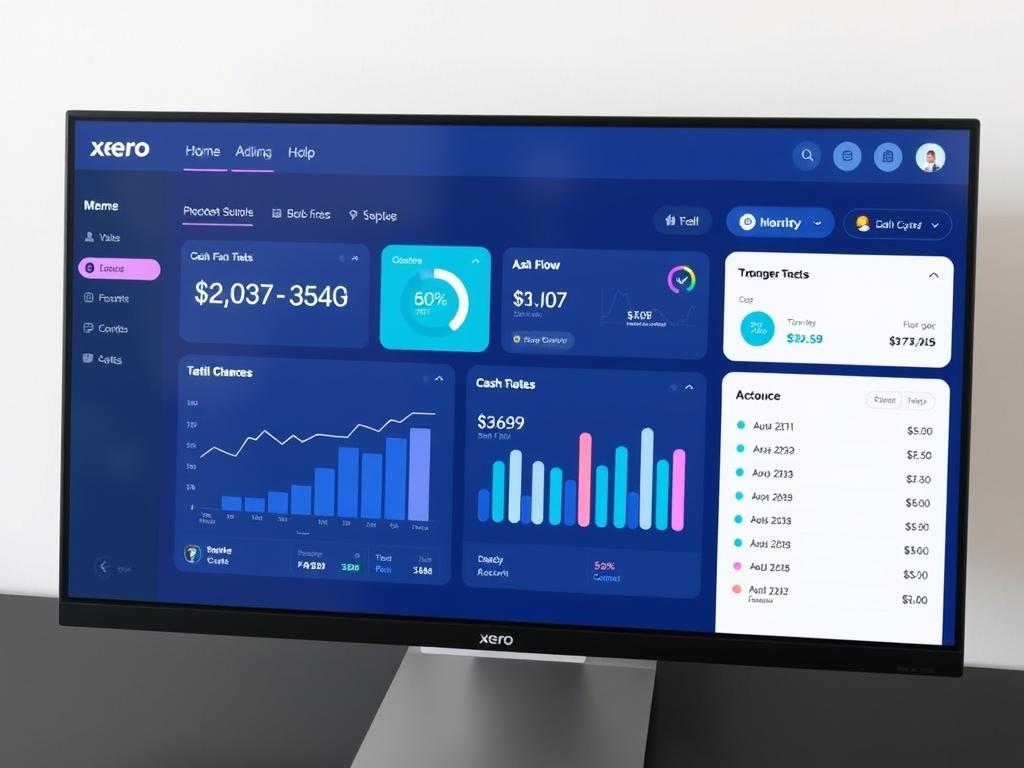Xero accounting software dashboard with financial metrics